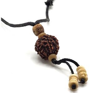Rudraksha Original Mukhi Pendant Necklace Carved Bovine 15in to 29in Slide Knot